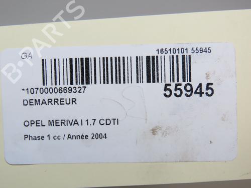 Startmotor OPEL MERIVA A MPV (X03) 1.7 CDTI (E75) (100 hp) 30893410