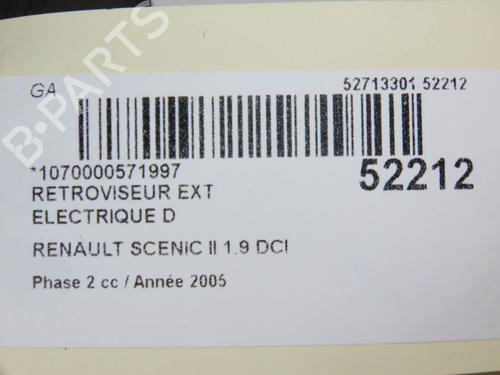 Right mirror RENAULT SCÉNIC II (JM0/1_) 1.9 dCi (JM14) | BP28968636C27 