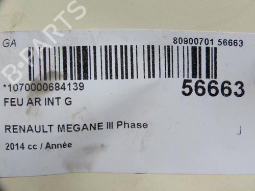 Venstre baklys, luke RENAULT MEGANE III Hatchback (BZ0/1_, B3_) 1.2 TCe (BZ2B, BZ11) (116 hp) 30955848