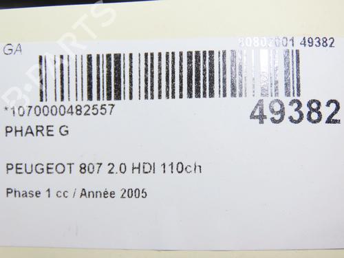 Left headlight PEUGEOT 807 (EB_) 2.0 HDi | BP28832513C28 