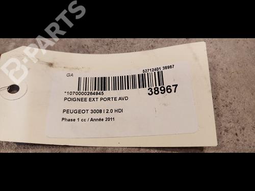 Front right exterior door handle PEUGEOT 3008 I MPV (0U_) 2.0 HDi 150 / BlueHDi 150 | BP9612027C129 