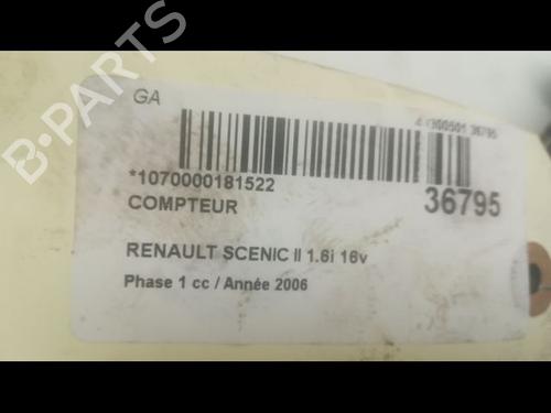 Used Instrument cluster RENAULT SCÉNIC II (JM0/1_) 2.0 (JM05, JM0U, JM1N, JM1U, JM2V) (135 hp) 9602782
