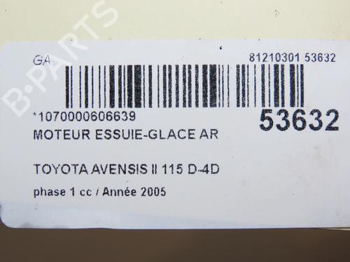Used Rear wiper motor TOYOTA AVENSIS (_T25_) 2.0 D-4D (CDT250_, CDT250R) (116 hp) 28832953