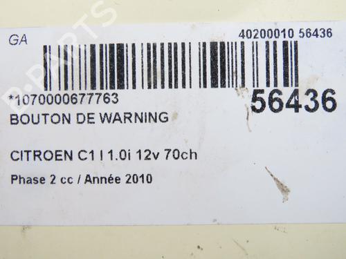 Bouton de warning CITROËN C1 (PM_, PN_) 1.0 (68 hp) 31912123
