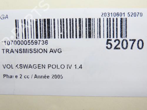 Used Left front driveshaft Left front driveshaft VW POLO IV (9N_, 9A_) 1.4 TDI (80 hp) 28801540 28801540