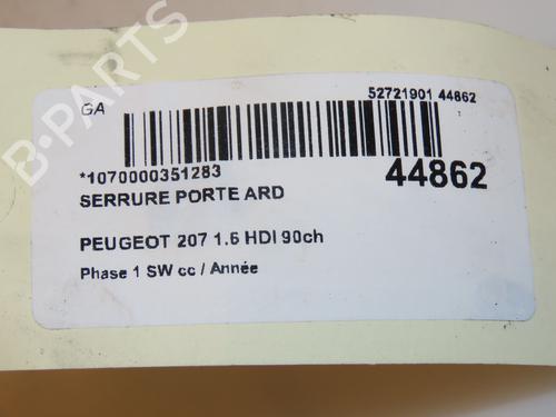 Used Rear right lock PEUGEOT 207 SW (WK_) 1.6 HDi (90 hp) 16667295