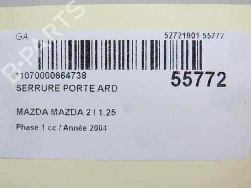 Højre bagtil lås MAZDA 2 (DY) 1.2 (DY3W) (75 hp) 30978882