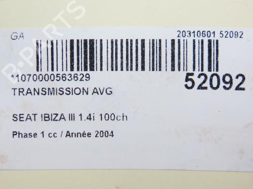 Antriebswelle links vorne für SEAT IBIZA III (6L1) 1.4 16V (100 hp) 28829581