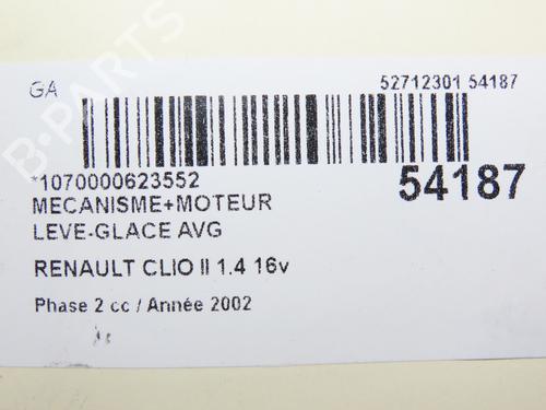Rudehejsemekanisme ventre foran RENAULT CLIO II (BB_, CB_) 1.4 16V (B/CB0P, BB13) (98 hp) 28831205