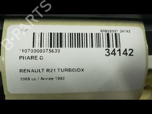 Used Left headlight RENAULT 21 Saloon (L48_) 2.1 Turbo-D (L48A, L48W, L487, L488) (88 hp) 23177726