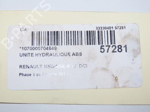 Used ABS pump RENAULT MEGANE III Hatchback (BZ0/1_, B3_) 1.5 dCi (106 hp) 32253865
