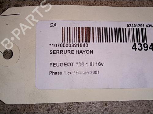 Tailgate lock PEUGEOT 206 Hatchback (2A/C) 1.6 16V | BP9618459C101