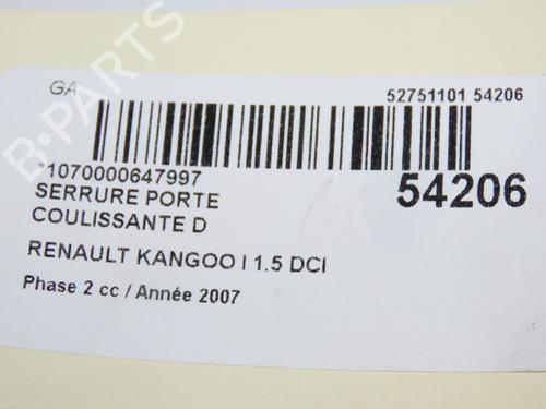 Højre bagtil lås RENAULT KANGOO Express (FC0/1_) 1.5 dCi (FC1E) (68 hp) 32845318