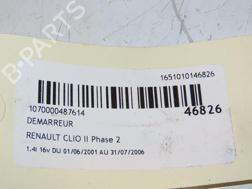 Startmotor RENAULT CLIO II (BB_, CB_) 1.4 16V (B/CB0P, BB13) (98 hp) 16688031