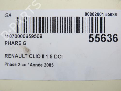 Left headlight RENAULT CLIO II (BB_, CB_) 1.5 dCi (B/C2J) | BP30117120C28