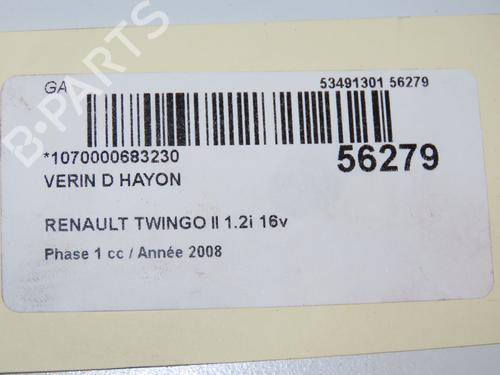 Used Tailgate lift support RENAULT TWINGO II (CN0_) 1.2 16V (CN0K, CN0V, CN0A) (76 hp) 32129688