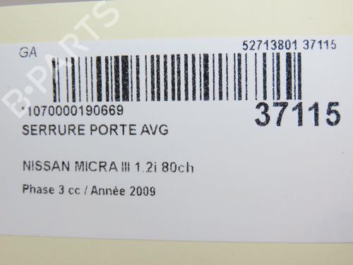 Front left lock NISSAN MICRA III (K12)  | BP23176490C98 