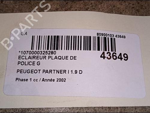 Used Licence plate light PEUGEOT PARTNER Box Body/MPV (5_, G_) 1.9 D (69 hp) 14880813