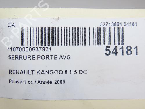 Front left lock RENAULT KANGOO / GRAND KANGOO II (KW0/1_) 1.5 dCi 85 (KW0K, KW0L, KW0B) | BP28968858C98 
