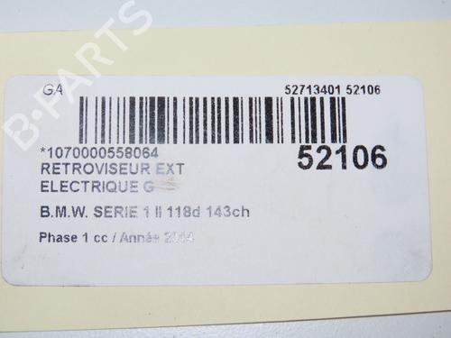 Used Left mirror BMW 1 (F20) 118 d xDrive (143 hp) 32377399