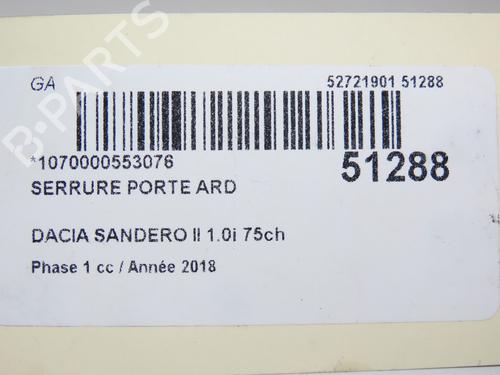 Rear right lock DACIA SANDERO II 1.0 SCe 75 (B8JC, B8JD, B8NC) | BP19319589C99