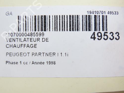 Ventilator motor PEUGEOT PARTNER Box Body/MPV (5_, G_) 1.1 (60 hp) 28829333