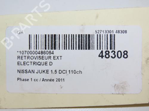Right mirror NISSAN JUKE (F15) 1.5 dCi | BP28831325C27 