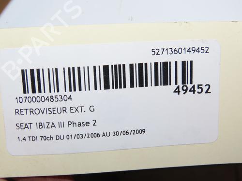 Left mirror SEAT IBIZA III (6L1) 1.4 TDI | BP16688270C26 