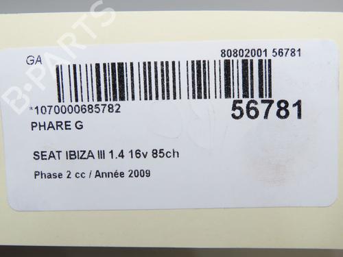 Left headlight SEAT IBIZA IV (6J5, 6P1) 1.4 | BP32354794C28