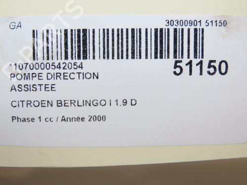Used Steering pump CITROËN BERLINGO / BERLINGO FIRST Box Body/MPV (M_) 1.9 D 70 (MBWJZ, MCWJZ) (69 hp) 25014615