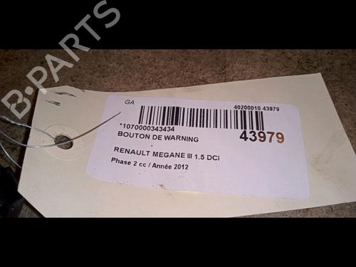 Used Warning switch RENAULT MEGANE III Hatchback (BZ0/1_, B3_) 1.5 dCi (BZ09, BZ0D, BZ1W, BZ29, BZ14) (110 hp) 9716773