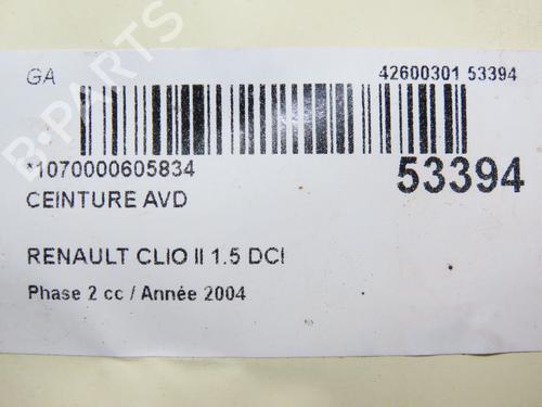 Høyre foran beltestrammer RENAULT CLIO II (BB_, CB_) 1.5 dCi (B/CB08) (82 hp) 28801811