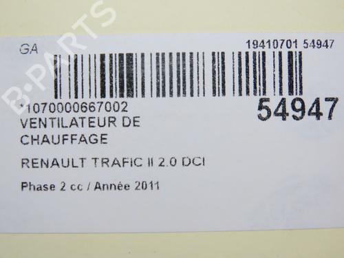 Heater blower motor RENAULT TRAFIC II Van (FL) 2.0 dCi 115 (FL01, FL0U, FL00, FL0H, FL0M) | BP30606482M62