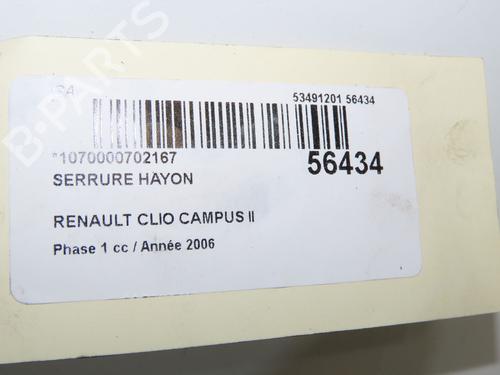 Fechadura da mala RENAULT CLIO II (BB_, CB_) 1.5 dCi (B/C2J) (68 hp) 31748027