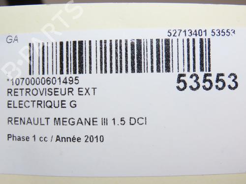 Used Left mirror RENAULT MEGANE III Hatchback (BZ0/1_, B3_) 1.5 dCi (BZ09, BZ0D, BZ1W, BZ29, BZ14) (110 hp) 28831478