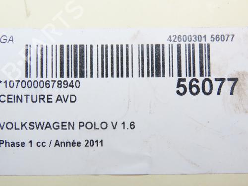 Højre fortil seleforstrammer VW POLO V (6R1, 6C1) 1.6 TDI (90 hp) 30486407