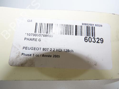 Left headlight PEUGEOT 807 (EB_) 2.2 HDi | BP39113660C28  - Image 5