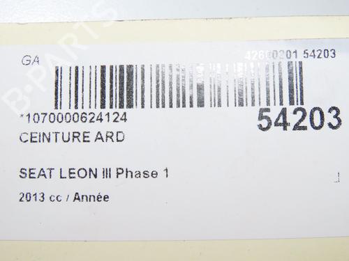 Høyre bak beltestrammer SEAT LEON (5F1) 1.2 TSI | BP29601108C90 