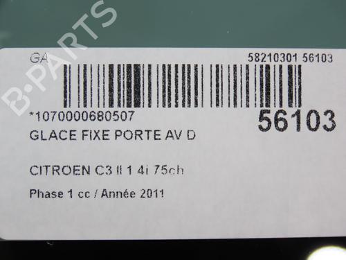 Used Front right door window CITROËN C3 II (SC_) 1.4 (73 hp) 30291370