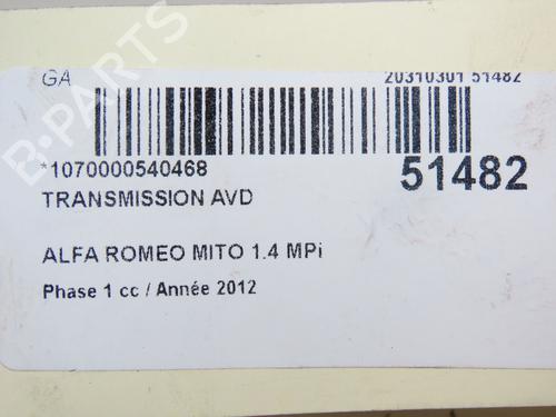 Right front driveshaft ALFA ROMEO MITO (955_) 1.4 MultiAir (955AXL1B) | BP22524593M39 