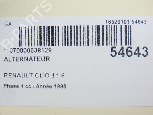 Alternator RENAULT CLIO II (BB_, CB_) 1.6 (B/CB0D, BB00) | BP29294137M7