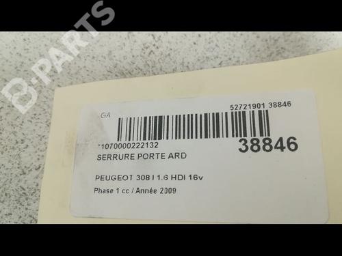 Rear right lock PEUGEOT 308 I (4A_, 4C_) 1.6 HDi | BP9606666C99 