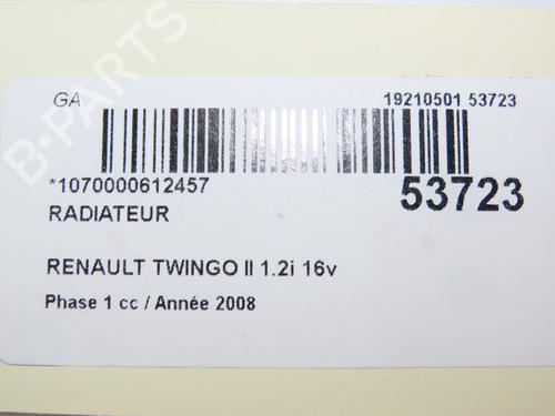 Used Water radiator RENAULT TWINGO II (CN0_) 1.2 16V (CN0K, CN0V, CN0A) (76 hp) 30714688