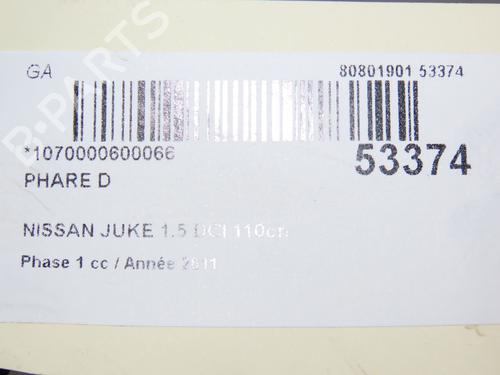 Right headlight NISSAN JUKE (F15) 1.5 dCi | BP26511756C29 