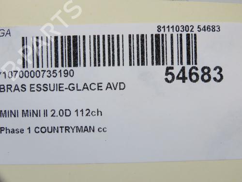 Used Front windshield wiper arm Front windshield wiper arm MINI MINI CLUBMAN (R55) Cooper D (112 hp) 33279370 33279370