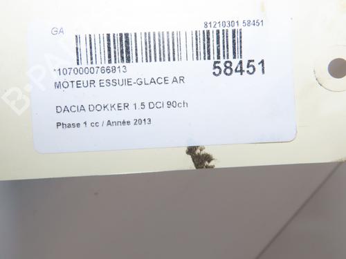 Used Rear wiper motor Rear wiper motor DACIA DOKKER MPV (KE_) 1.5 dCi (KEAJ, KEAH) (90 hp) 40554346 40554346