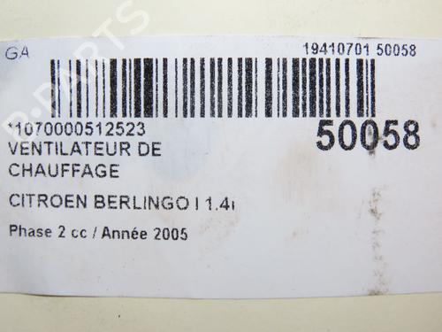 Used Heater blower motor CITROËN BERLINGO / BERLINGO FIRST MPV (MF_, GJK_, GFK_) 1.4 i (MFKFX, MFKFW, GJKFWB, GJKFWC, GFKFWC) (75 hp) 23646926
