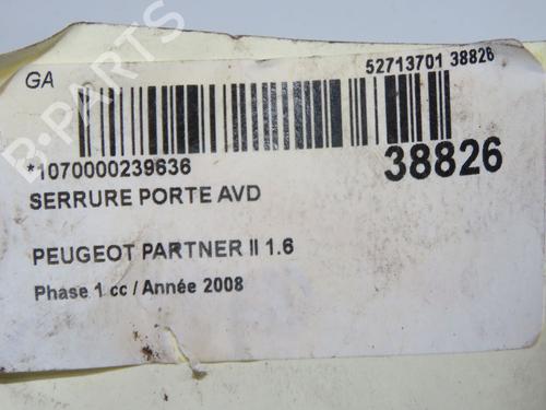 Used Front right lock Front right lock PEUGEOT PARTNER Box Body/MPV 1.6 HDi (75 hp) 33728121 33728121