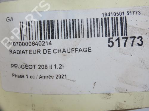 Used Heater matrix PEUGEOT 208 II (UB_, UP_, UW_, UJ_) 1.2 PureTech 100 (101 hp) 28801489