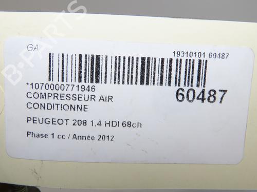 Used AC compressor AC compressor PEUGEOT 208 I (CA_, CC_) 1.4 HDi (68 hp) 39601702 39601702